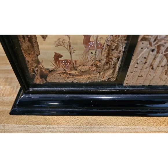 Vintage Chinese Cork Craving Diorama 4 screens handmade 17”L X3” W 15” H - Picture 4 of 6